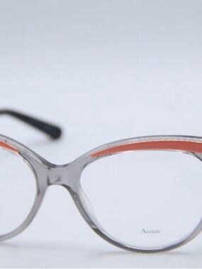 Dior Gray Transparent and Coral Accent Cat-Eye Glasses